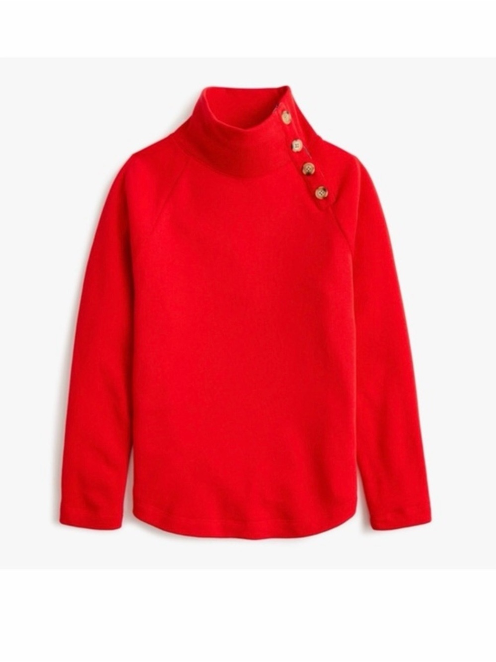J. Crew Red Button Mock Neck Sweat Shirt Fleece Top